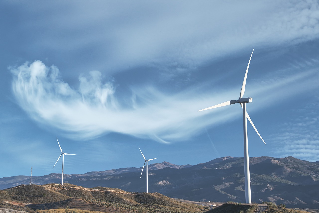 Landschaft mit Windrädern